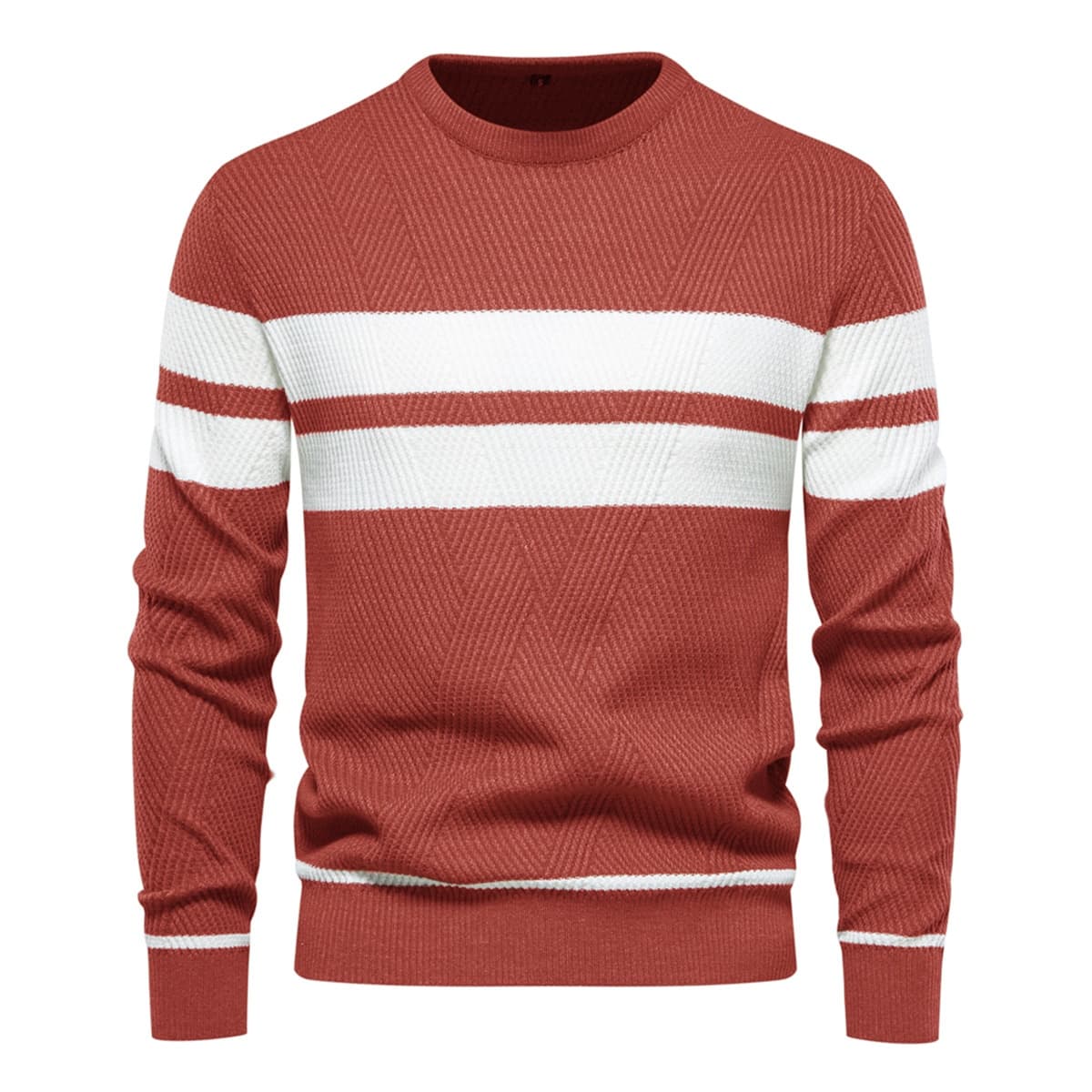 Men's Crew Neck Pullover Striped Sweater
