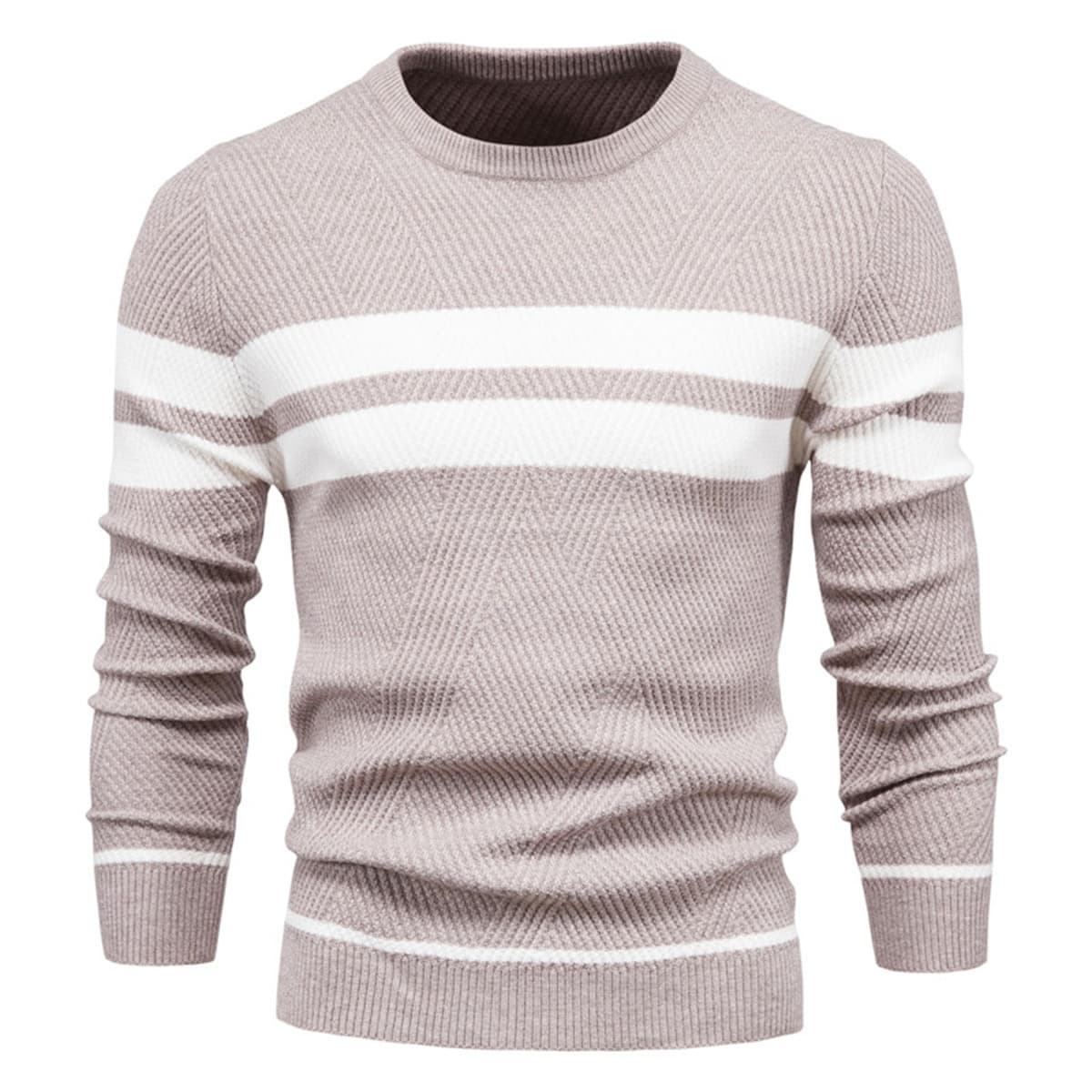 Men's Crew Neck Pullover Striped Sweater