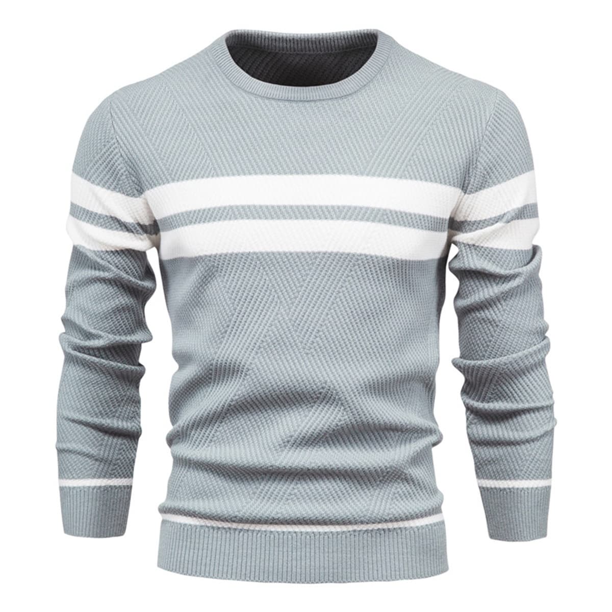 Men's Crew Neck Pullover Striped Sweater