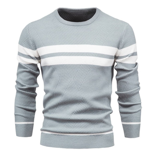 Men's Crew Neck Pullover Striped Sweater