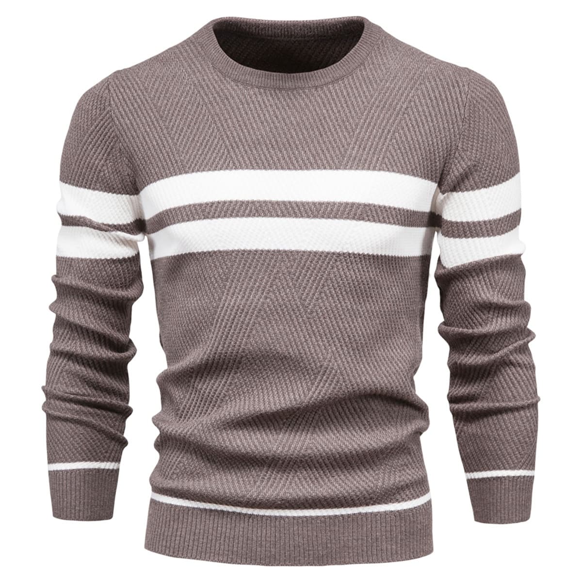Men's Crew Neck Pullover Striped Sweater