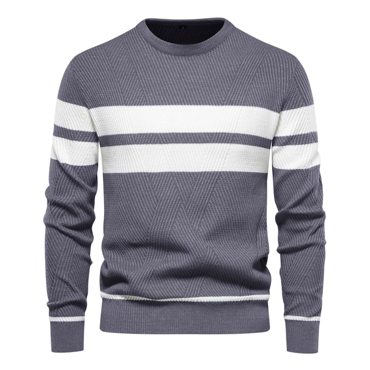 Men's Crew Neck Pullover Striped Sweater