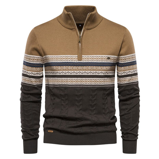 Men's Half-Zip Stand Collar Polo Sweater