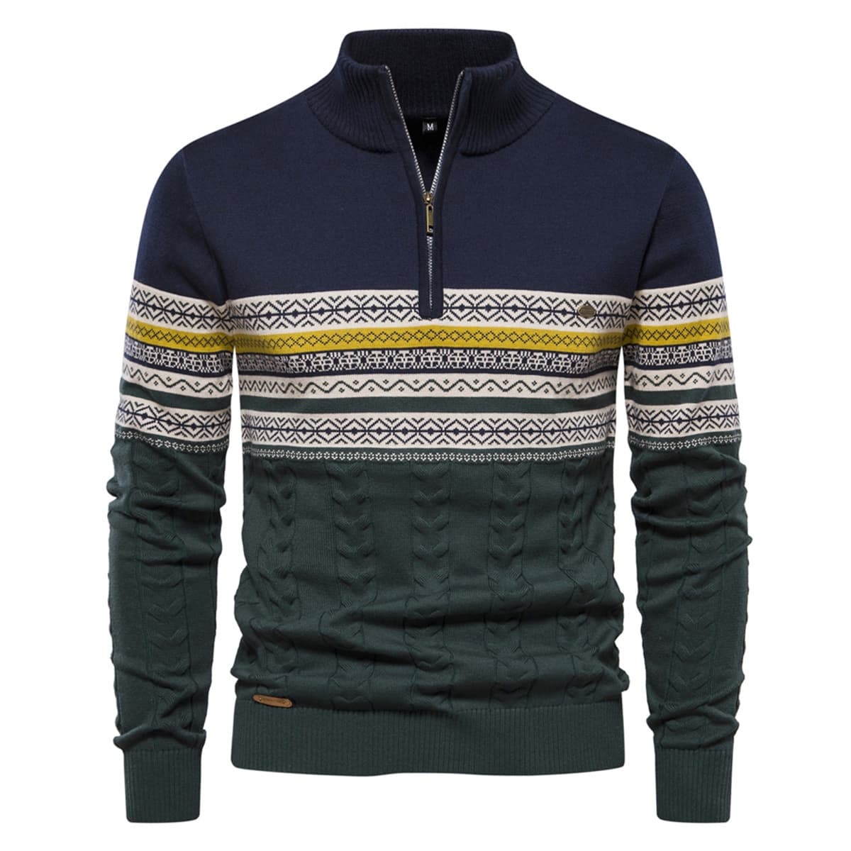 Men's Half-Zip Stand Collar Polo Sweater
