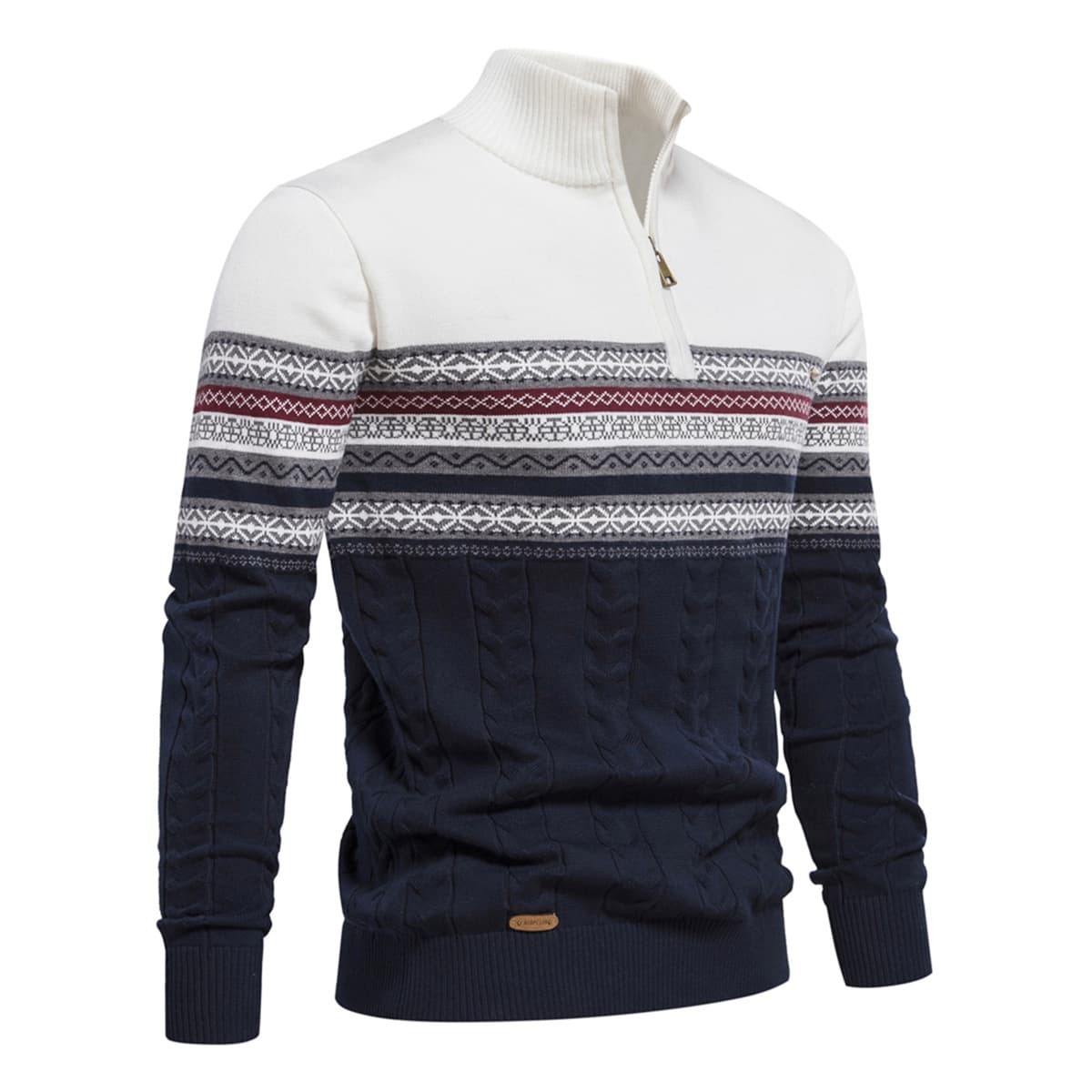 Men's Half-Zip Stand Collar Polo Sweater